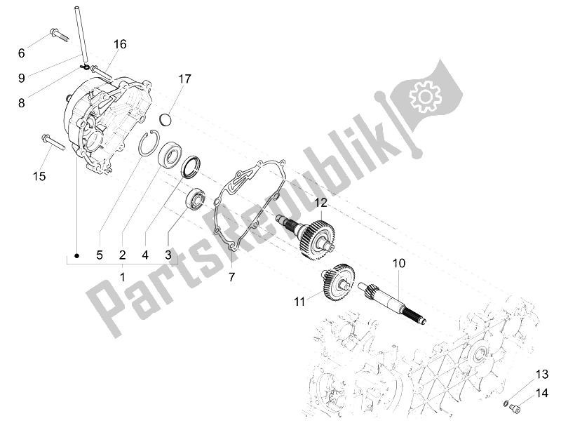 Toutes les pièces pour le Unité De Réduction du Piaggio Liberty 150 4T 3V IE LEM 2014