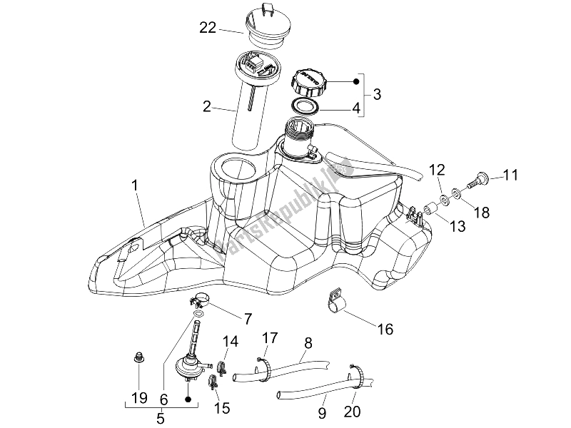 Toutes les pièces pour le Réservoir D'essence du Piaggio FLY 50 4T 2006