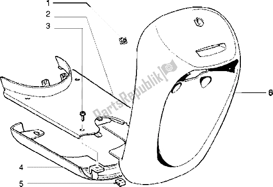Tutte le parti per il Schermo Frontale-pedana-spoiler del Piaggio Free Pptt 50 1995
