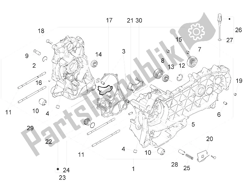 Toutes les pièces pour le Carter du Piaggio Liberty 125 4T 2V IE E3 Vietnam 2011