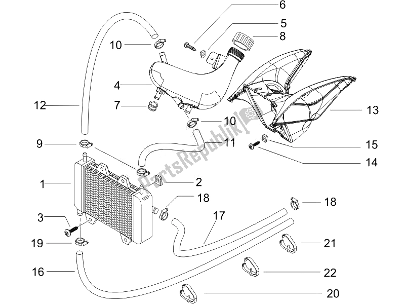 Toutes les pièces pour le Système De Refroidissement du Piaggio NRG Power DD Serie Speciale 50 2007