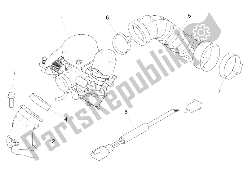 All parts for the Carburettor, Assembly - Union Pipe of the Piaggio Liberty 50 4T PTT 2009