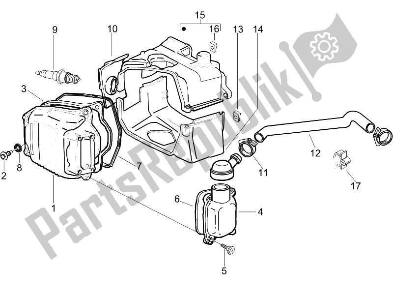 Tutte le parti per il Coperchio Della Testata del Piaggio FLY 125 4T E3 2007