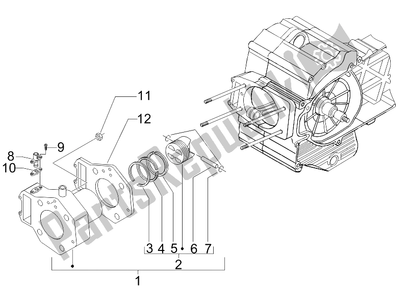Toutes les pièces pour le Unité Cylindre-piston-axe De Poignet du Piaggio Beverly 400 IE Tourer E3 2008