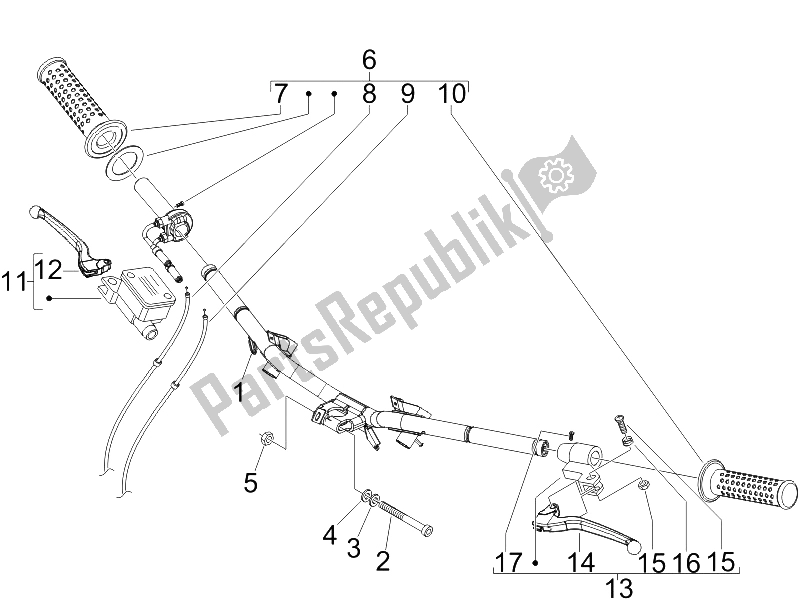 Toutes les pièces pour le Guidon - Master Cil. Du Piaggio FLY 125 4T E3 2009