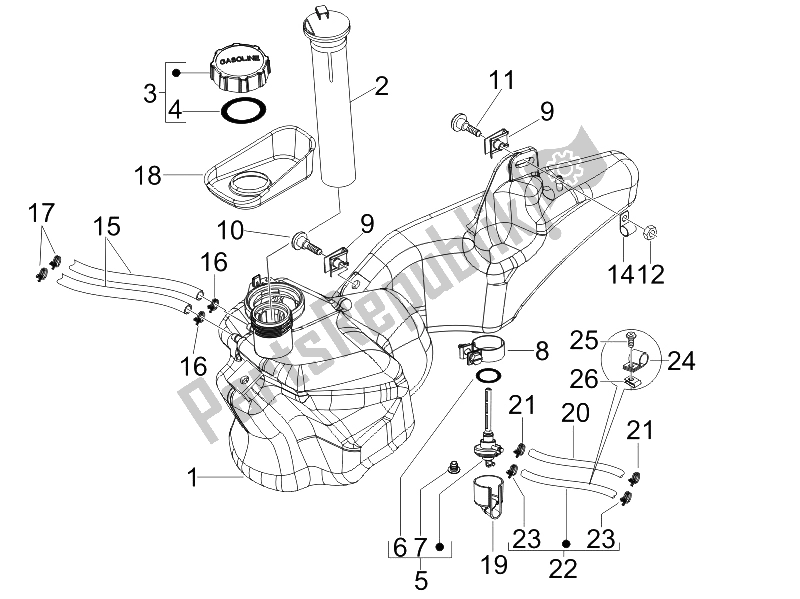 Tutte le parti per il Serbatoio Di Carburante del Piaggio Liberty 50 2T 2008