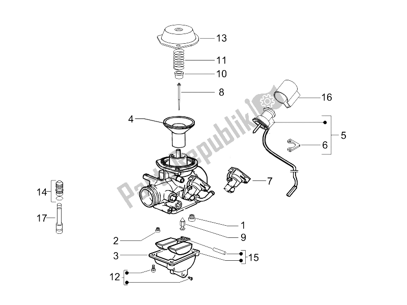 All parts for the Carburetor's Components of the Piaggio Liberty 200 4T Sport E3 2006