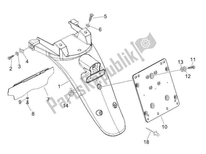 All parts for the Rear Cover - Splash Guard of the Piaggio BV 250 USA 2006