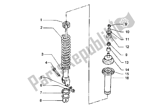 Toutes les pièces pour le Amortisseur Arrière du Piaggio Hexagon LX 125 1998