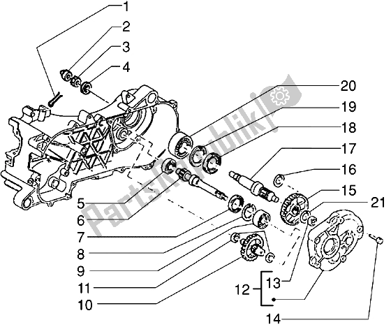 All parts for the Rear Wheel Shaft of the Piaggio ZIP Freno A Disco 50 1995