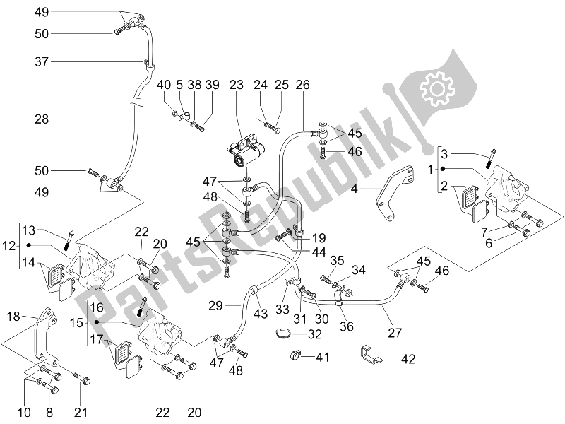 Toutes les pièces pour le Tuyaux De Freins - étriers du Piaggio BV 500 2005