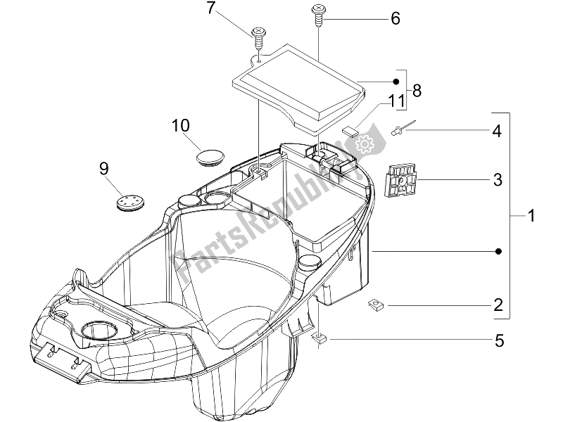 All parts for the Helmet Huosing - Undersaddle of the Piaggio Liberty 150 4T E3 2008