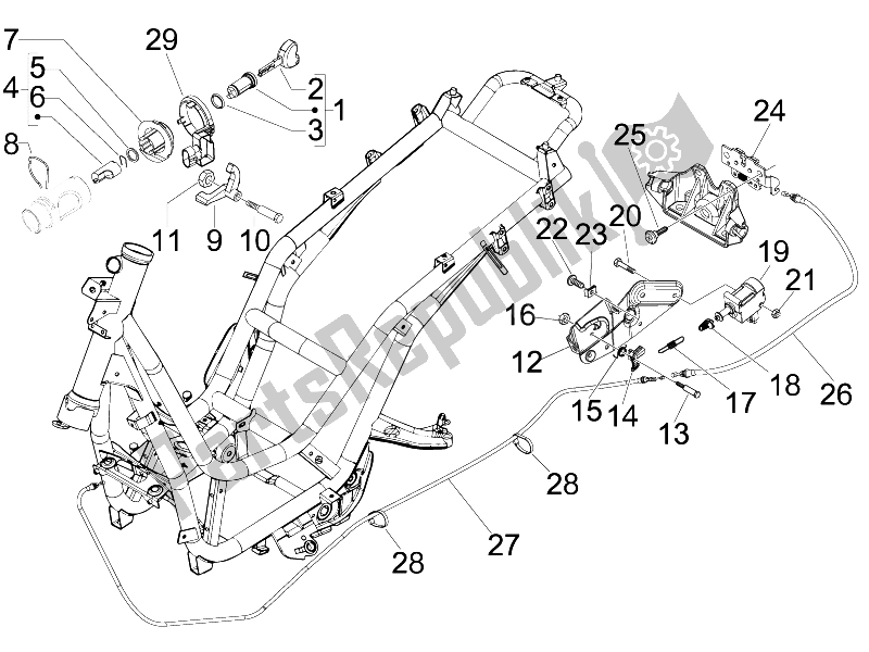 All parts for the Locks of the Piaggio Beverly 300 IE Tourer E3 2009