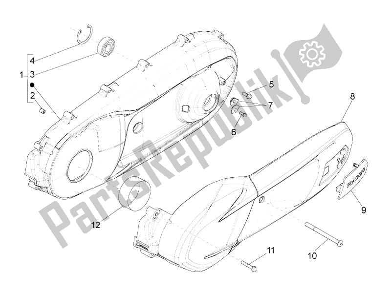 Toutes les pièces pour le Couvercle De Carter - Refroidissement Du Carter du Piaggio Beverly 350 4T 4V IE E3 Sport Touring 2014