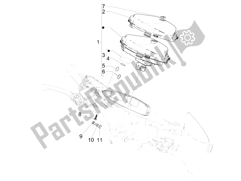 Todas las partes para Tablero Combinado De Medidor de Piaggio Liberty 125 4T 3V IE E3 2014