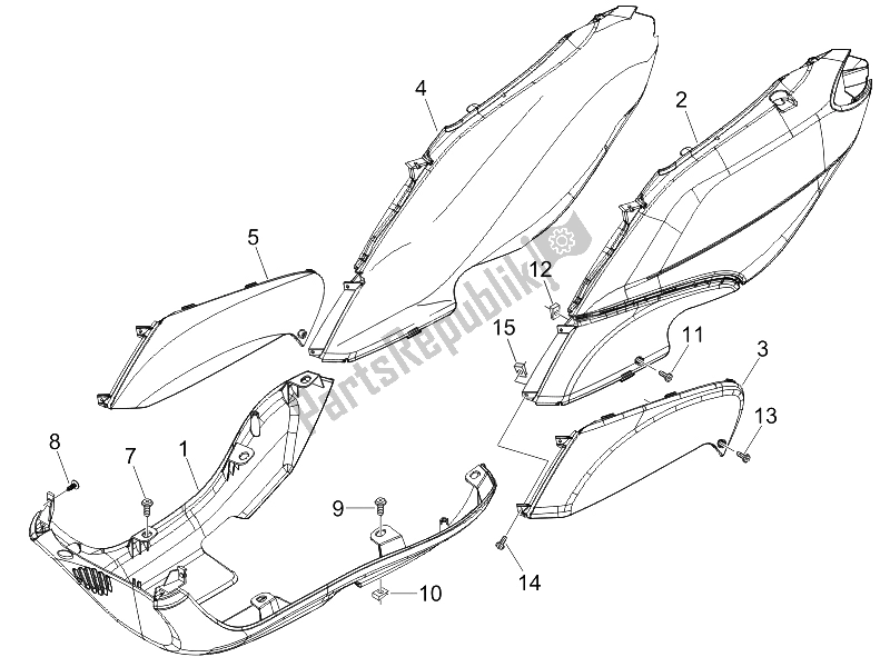 Todas las partes para Cubierta Lateral - Alerón de Piaggio FLY 50 4T 2006