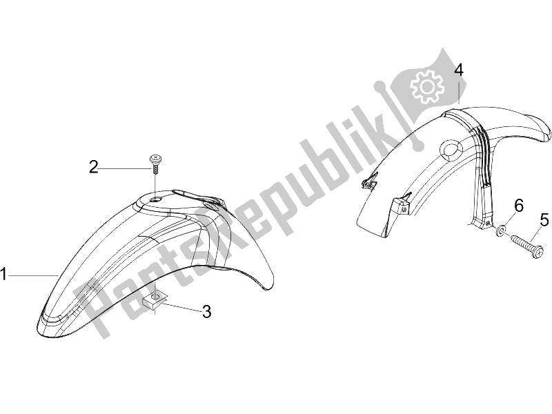 All parts for the Wheel Huosing - Mudguard of the Piaggio Liberty 125 4T 2V IE PTT I 2012