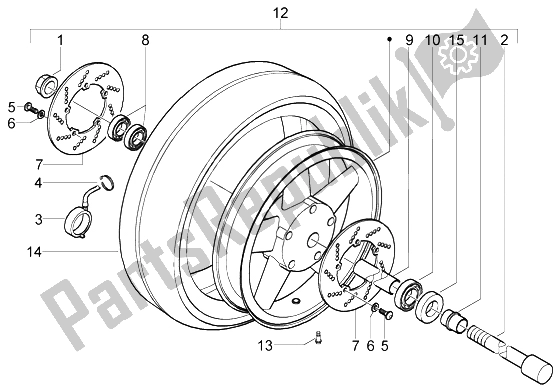 All parts for the Front Wheel of the Piaggio X9 125 Evolution 2006