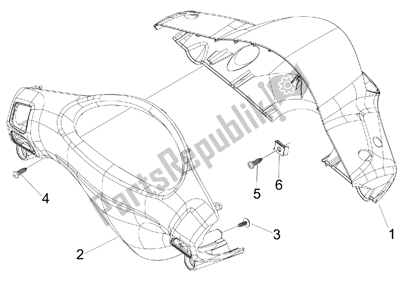 All parts for the Handlebars Coverages of the Piaggio FLY 50 4T USA 2007