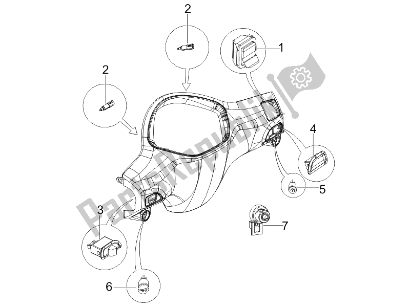 Toutes les pièces pour le Sélecteurs - Interrupteurs - Boutons du Piaggio Liberty 150 4T E3 2008