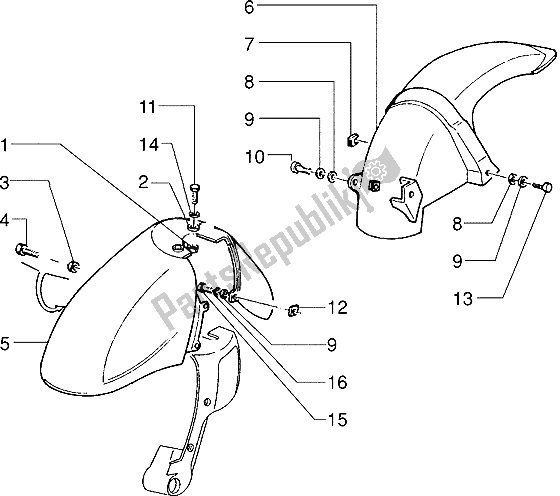 All parts for the Front Fork of the Piaggio Skipperr 150 1996