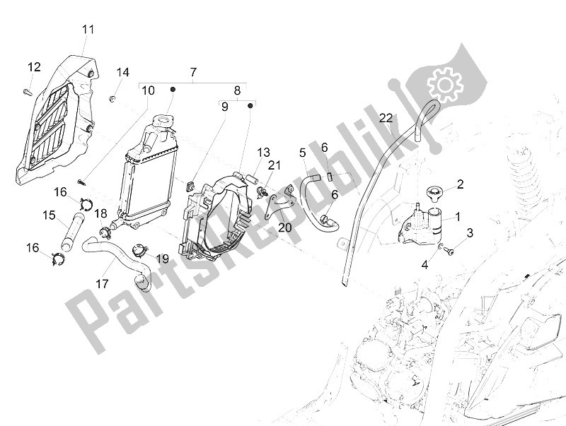 All parts for the Cooling System of the Piaggio Medley 150 4T IE ABS 2016