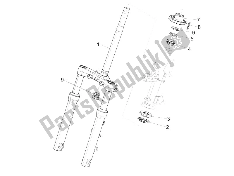 Toutes les pièces pour le Fourche / Tube De Direction - Palier De Direction du Piaggio Medley 125 4T IE ABS Vietnam 2016