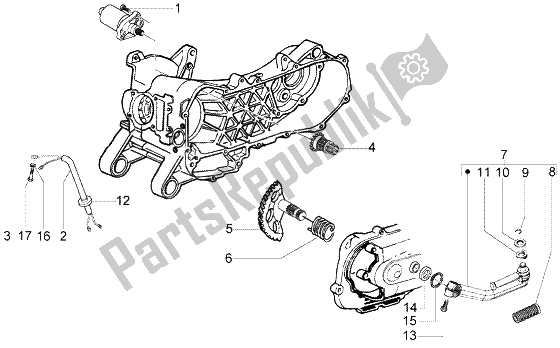 Tutte le parti per il Avviamento Della Leva Di Avviamento Del Motore del Piaggio Liberty 50 4T RST Delivery 2004