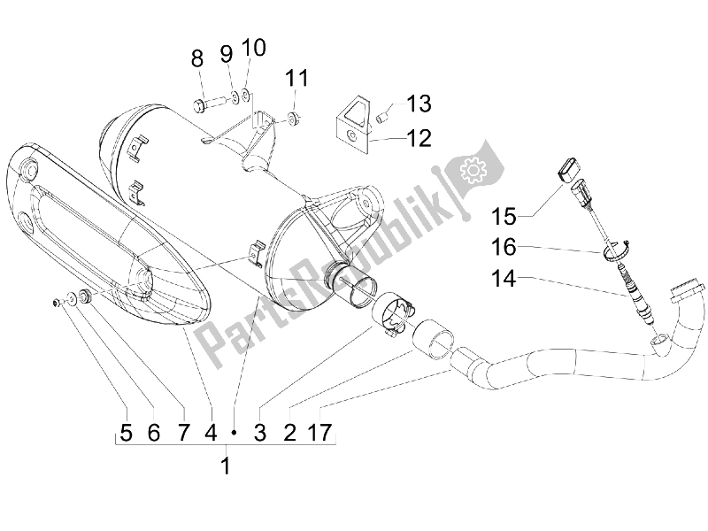 All parts for the Silencer of the Piaggio BV 250 Tourer USA 2008