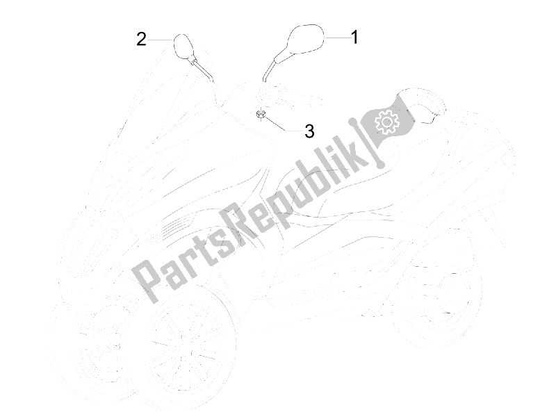 All parts for the Driving Mirror/s of the Piaggio MP3 125 Ibrido 2009