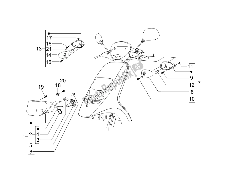 All parts for the Front Headlamps - Turn Signal Lamps of the Piaggio Typhoon 50 Serie Speciale 2007