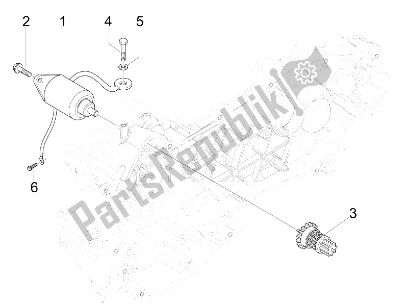 All parts for the Stater - Electric Starter of the Piaggio FLY 150 4T E3 2008