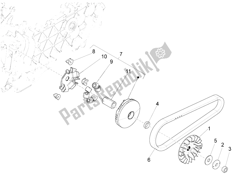 Tutte le parti per il Puleggia Motrice del Piaggio Liberty 125 4T 3V IE E3 Vietnam 2014