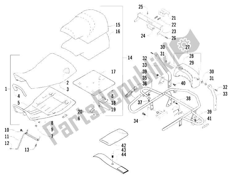 All parts for the Saddle/seats - Tool Roll of the Piaggio Trackmaster 500 2006