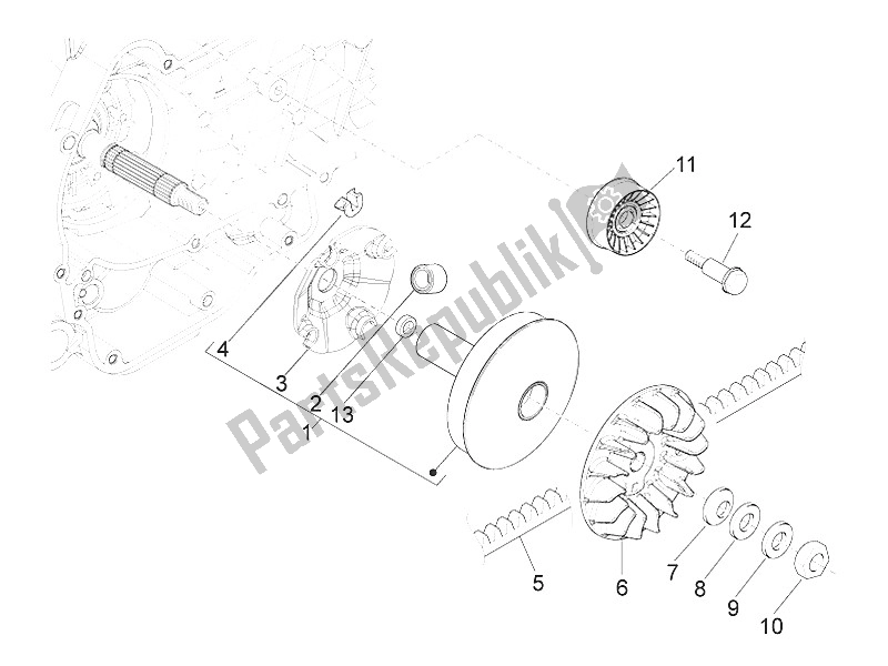 Tutte le parti per il Puleggia Motrice del Piaggio MP3 500 LT Sport Business 2011