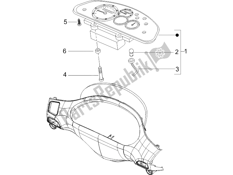 All parts for the Meter Combination-dashbord of the Piaggio Typhoon 50 2T E2 2009