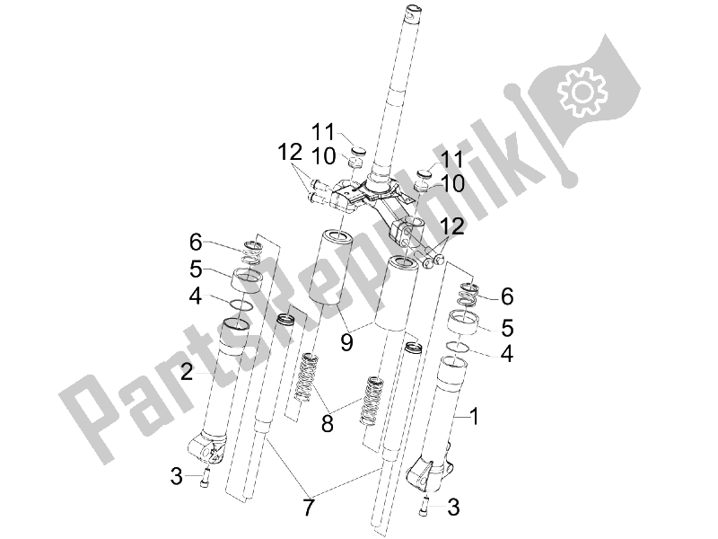 All parts for the Fork's Components (escorts) of the Piaggio Liberty 50 2T 2008