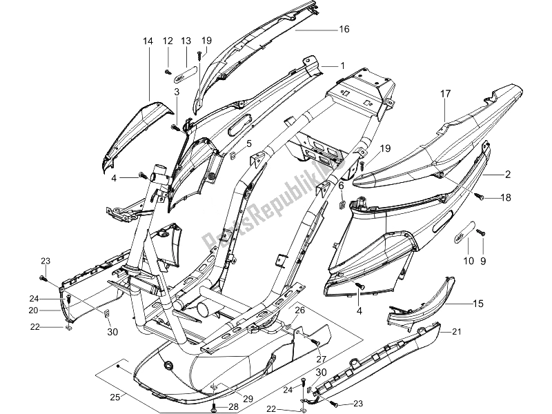 Toutes les pièces pour le Couvercle Latéral - Spoiler du Piaggio NRG Power DD 50 2007