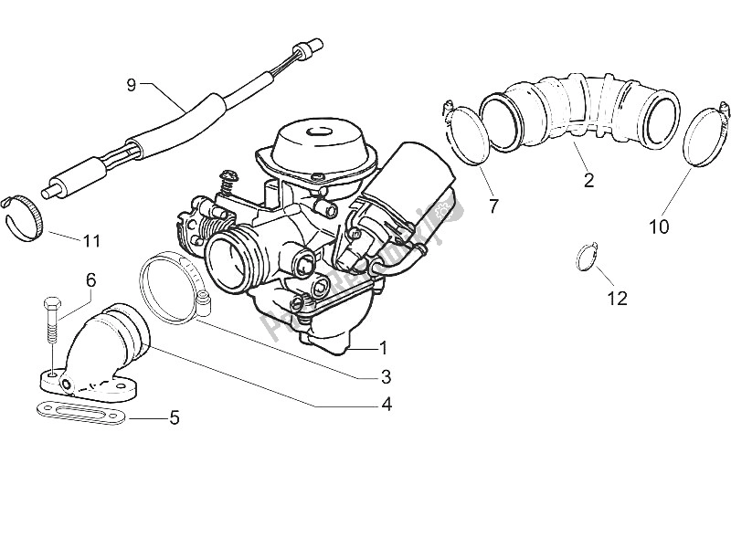 All parts for the Carburettor, Assembly - Union Pipe of the Piaggio Liberty 150 4T 2V E3 PTT Libanon Israel 2011