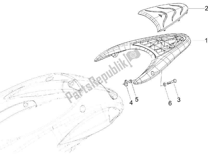 Tutte le parti per il Portapacchi Posteriore del Piaggio Liberty 50 2T 2006