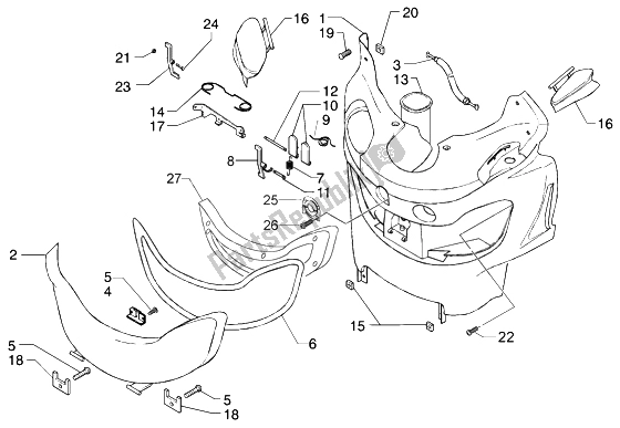 All parts for the Front Top Case of the Piaggio X9 125 Evolution 2006