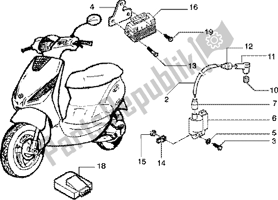 Toutes les pièces pour le Appareil électrique (3) du Piaggio ZIP 125 4T 2000