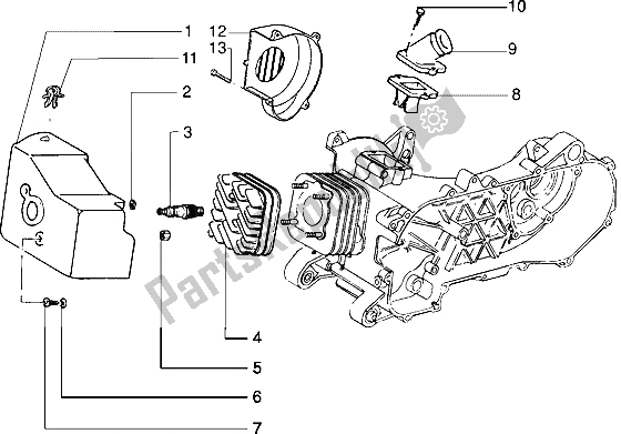 All parts for the Cylinder Head And Induction Pipe (vehicle With Rear Drum Brake) of the Piaggio NRG MC3 50 2002