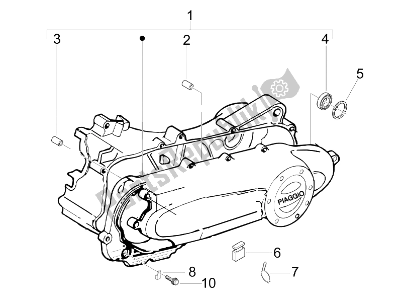 All parts for the Crankcase Cover - Crankcase Cooling of the Piaggio Liberty 50 2T Sport UK 2006