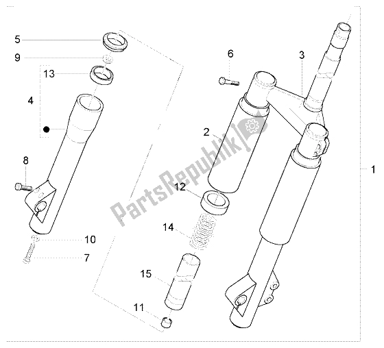 Toutes les pièces pour le Fourche Avant du Piaggio Liberty 50 2T RST PTT AU D 2004