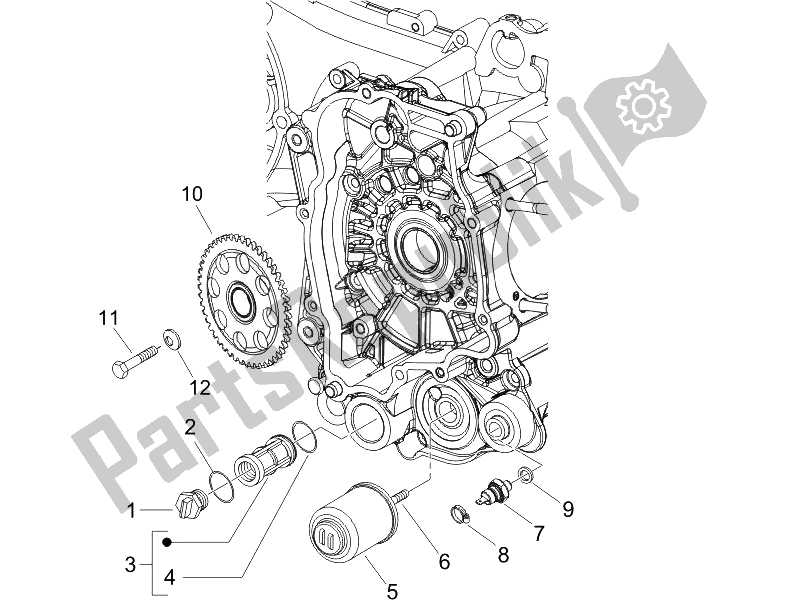 Toutes les pièces pour le Couvercle Magnéto Volant - Filtre à Huile du Piaggio Liberty 125 4T PTT E3 A 2007