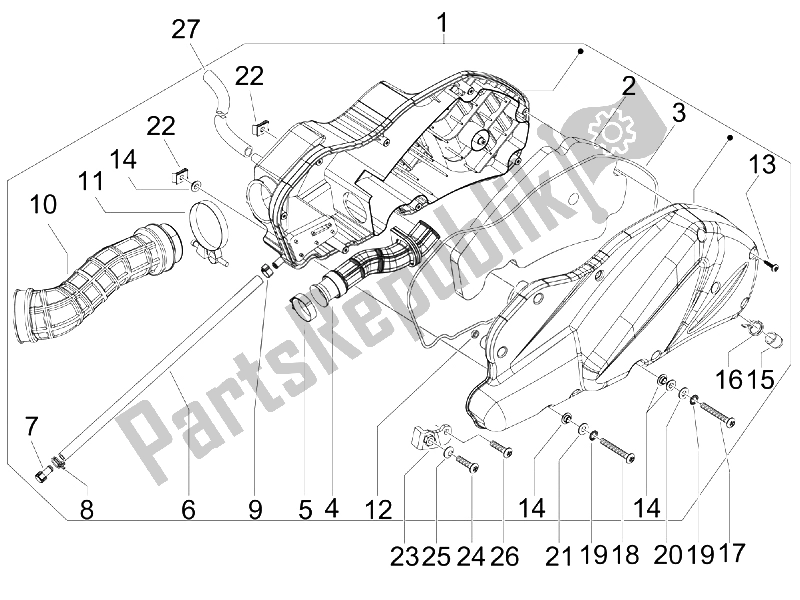 Toutes les pièces pour le Filtre à Air du Piaggio Beverly 400 IE Tourer E3 2008