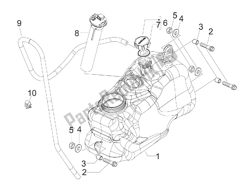 Tutte le parti per il Serbatoio Di Carburante del Piaggio MP3 400 IE LT Touring 2011