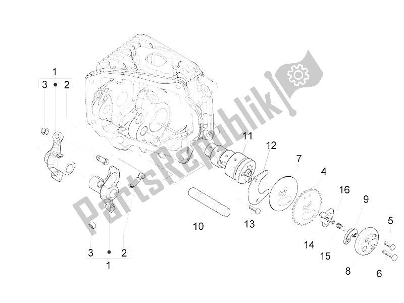 Toutes les pièces pour le Leviers à Bascule Support Unité du Piaggio Liberty 125 4T 2V IE E3 Vietnam 2011