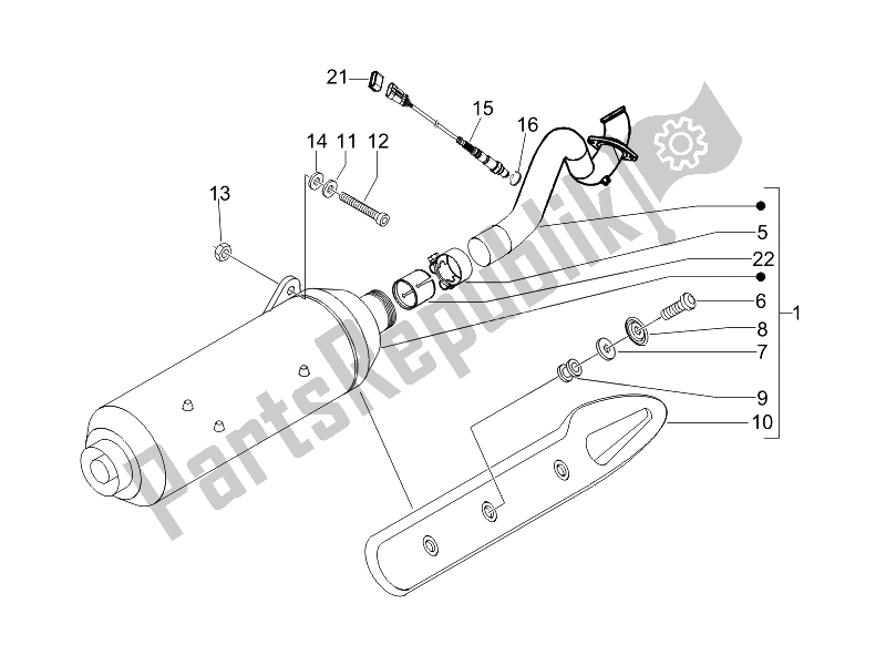 Toutes les pièces pour le Silencieux du Piaggio X EVO 250 Euro 3 UK 2007